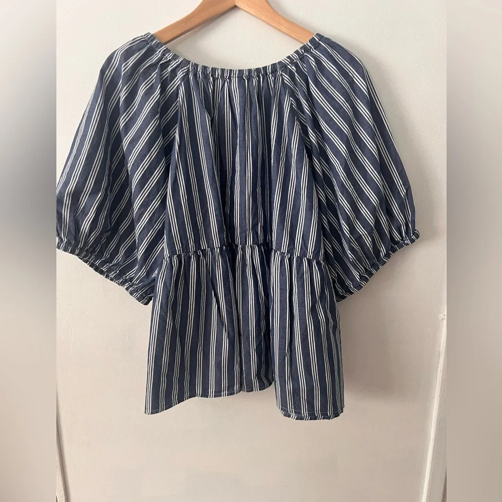 Old Navy Navy and White Striped Blouse - Picture 8 of 9